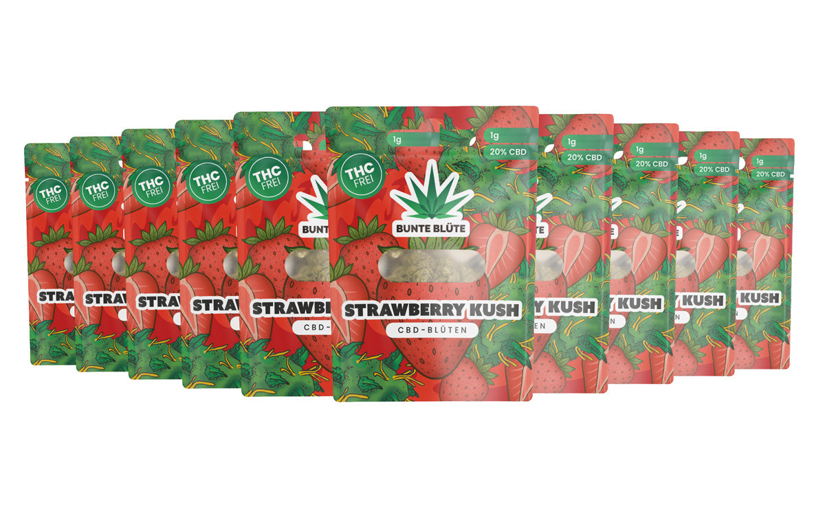 10x 1g CBD Blüte Strawberry Kush, THC frei