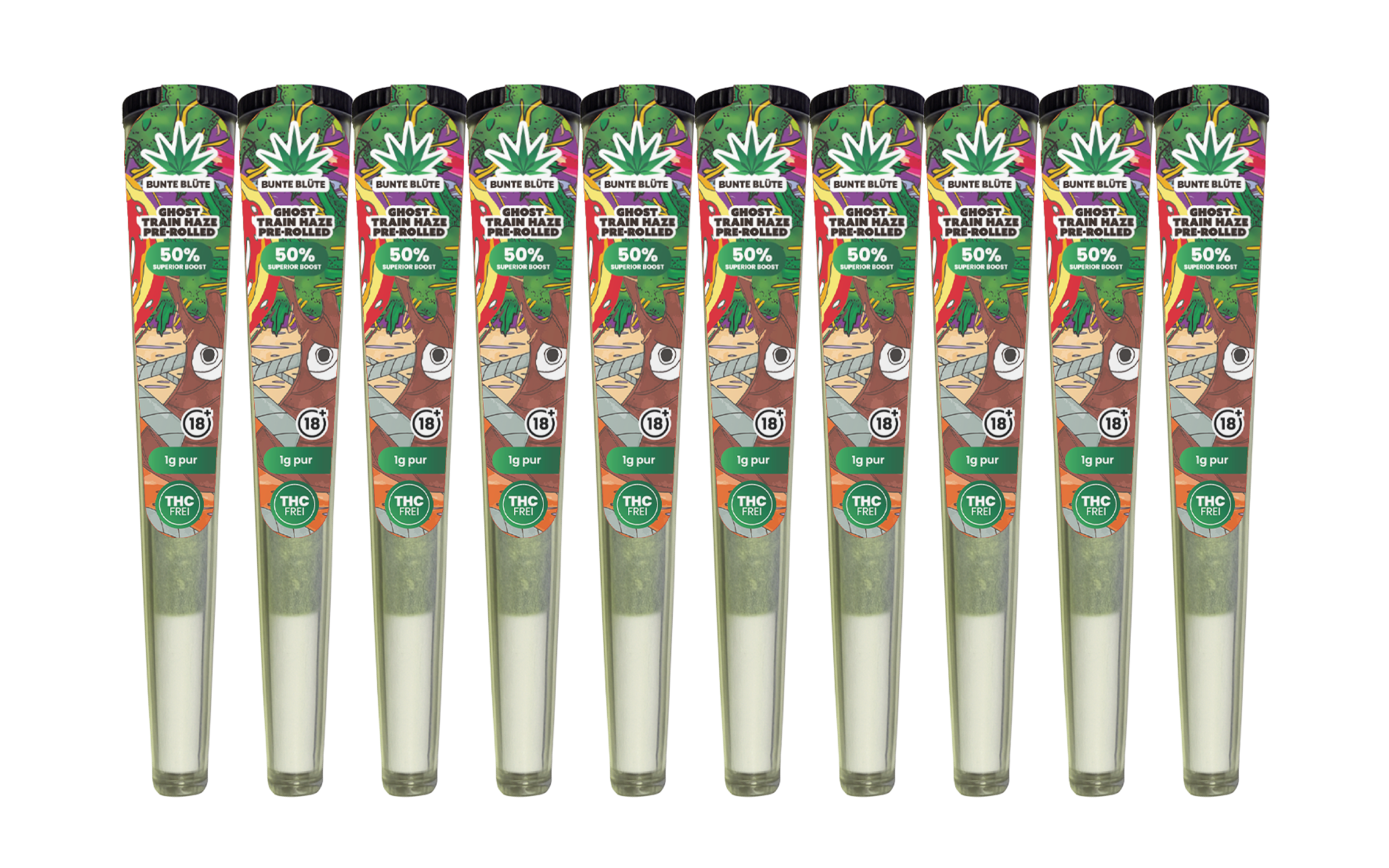 10x 1g Superior Pre rolled Joint Ghost Train Haze